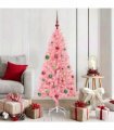 vidaXL Christmas Tree with LED Light Pink 150 cm PVC and Steel