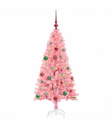 vidaXL Christmas Tree with LED Light Pink 150 cm PVC and Steel