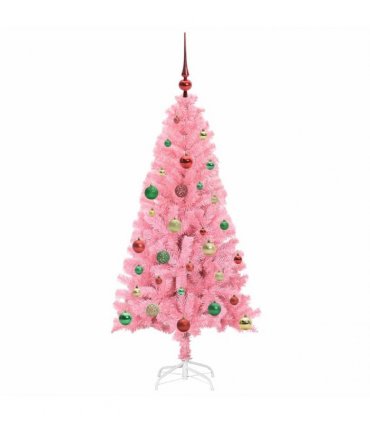 vidaXL Christmas Tree with LED Light Pink 150 cm PVC and Steel