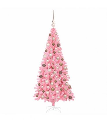 vidaXL Christmas Tree with LED Light Pink 180 cm PVC and Steel