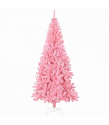 vidaXL Christmas Tree with LED Light Pink 180 cm PVC and Steel