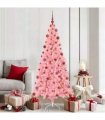 vidaXL Christmas Tree with LED Light Pink 180 cm PVC and Steel