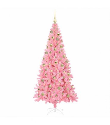 vidaXL Christmas Tree with LED Light Pink 180 cm PVC and Steel