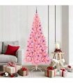 vidaXL Christmas Tree with LED Light Pink 180 cm PVC and Steel
