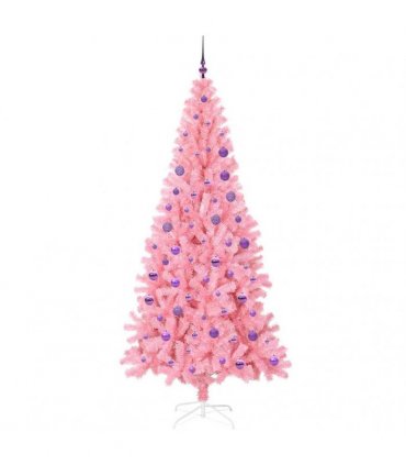 vidaXL Christmas Tree with LED Light Pink 180 cm PVC and Steel