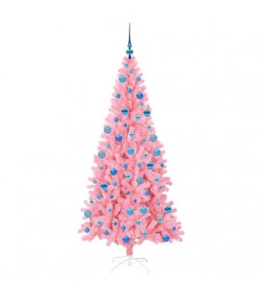vidaXL Christmas Tree with LED Light Pink 180 cm PVC and Steel