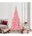 vidaXL Christmas Tree with LED Light Pink 210 cm PVC and Steel