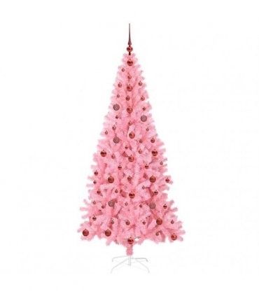 vidaXL Christmas Tree with LED Light Pink 210 cm PVC and Steel