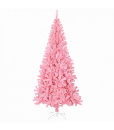 vidaXL Christmas Tree with LED Light Pink 210 cm PVC and Steel