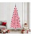 vidaXL Christmas Tree with LED Light Pink 210 cm PVC and Steel