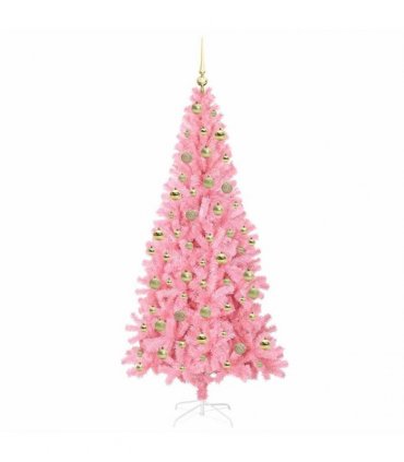 vidaXL Christmas Tree with LED Light Pink 210 cm PVC and Steel