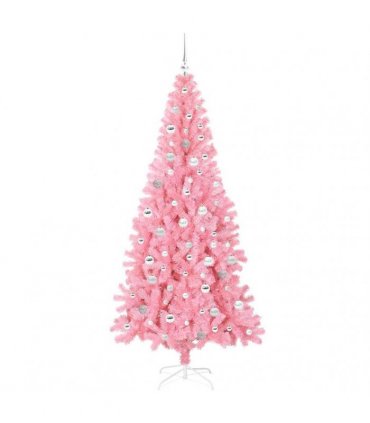 vidaXL Christmas Tree with LED Light Pink 210 cm PVC and Steel