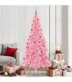 vidaXL Christmas Tree with LED Light Pink 210 cm PVC and Steel