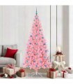 vidaXL Christmas Tree with LED Light Pink 210 cm PVC and Steel