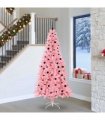 vidaXL Christmas Tree with LED Light Pink 240 cm PVC and Steel