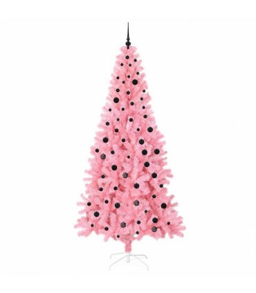 vidaXL Christmas Tree with LED Light Pink 240 cm PVC and Steel