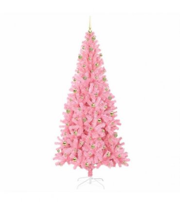 vidaXL Christmas Tree with LED Light Pink 240 cm PVC and Steel