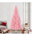 vidaXL Christmas Tree with LED Light Pink 240 cm PVC and Steel