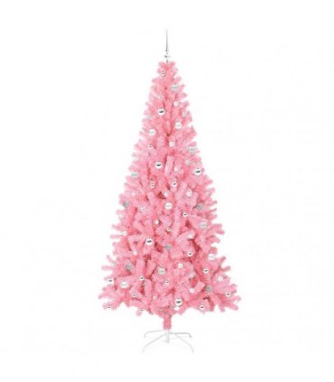 vidaXL Christmas Tree with LED Light Pink 240 cm PVC and Steel