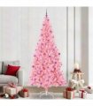 vidaXL Christmas Tree with LED Light Pink 240 cm PVC and Steel