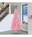 vidaXL Christmas Tree with LED Light Pink 240 cm PVC and Steel