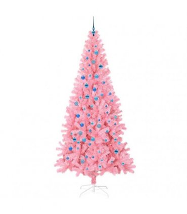 vidaXL Christmas Tree with LED Light Pink 240 cm PVC and Steel