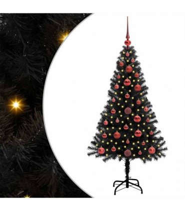 vidaXL Christmas Tree with LED Light Black 120 cm PVC and Steel