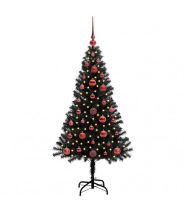 vidaXL Christmas Tree with LED Light Black 120 cm PVC and Steel