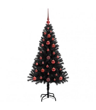 vidaXL Christmas Tree with LED Light Black 120 cm PVC and Steel