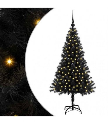 vidaXL Christmas Tree with LED Light Black 120 cm PVC and Steel