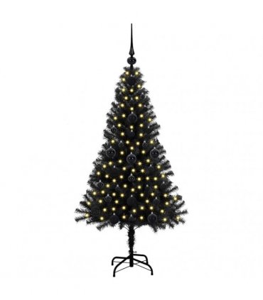 vidaXL Christmas Tree with LED Light Black 120 cm PVC and Steel