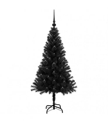 vidaXL Christmas Tree with LED Light Black 120 cm PVC and Steel
