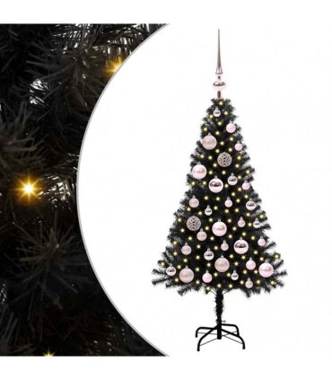 vidaXL Christmas Tree with LED Light Black 120 cm PVC and Steel