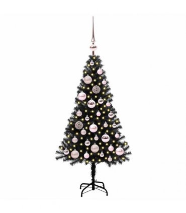vidaXL Christmas Tree with LED Light Black 120 cm PVC and Steel