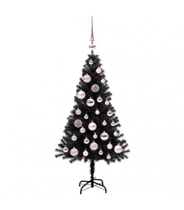 vidaXL Christmas Tree with LED Light Black 120 cm PVC and Steel