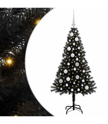 vidaXL Christmas Tree with LED Light Black 120 cm PVC and Steel