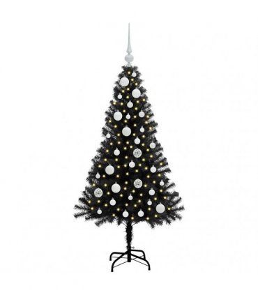vidaXL Christmas Tree with LED Light Black 120 cm PVC and Steel