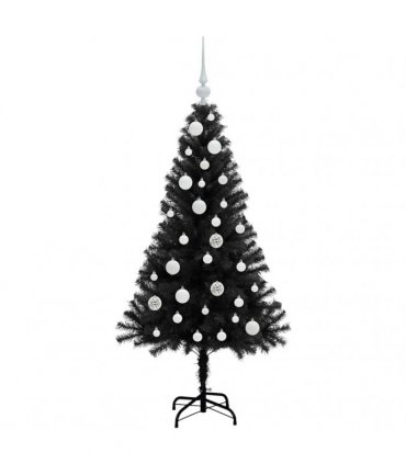 vidaXL Christmas Tree with LED Light Black 120 cm PVC and Steel