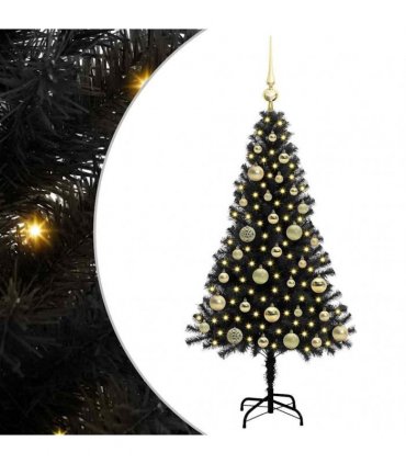 vidaXL Christmas Tree with LED Light Black 120 cm PVC and Steel