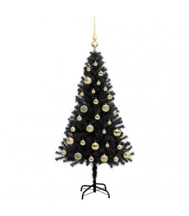 vidaXL Christmas Tree with LED Light Black 120 cm PVC and Steel