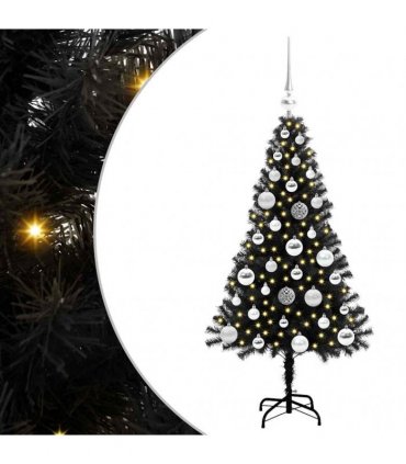 vidaXL Christmas Tree with LED Light Black 120 cm PVC and Steel