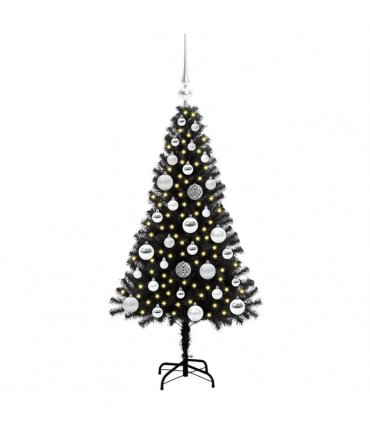 vidaXL Christmas Tree with LED Light Black 120 cm PVC and Steel
