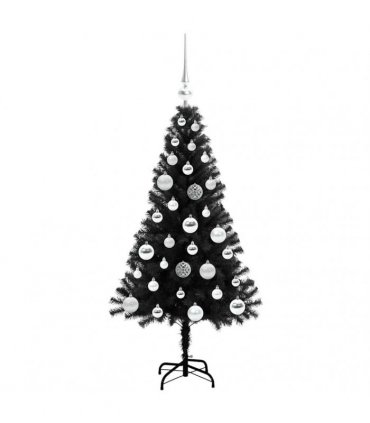 vidaXL Christmas Tree with LED Light Black 120 cm PVC and Steel