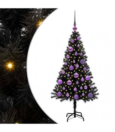 vidaXL Christmas Tree with LED Light Black 120 cm PVC and Steel
