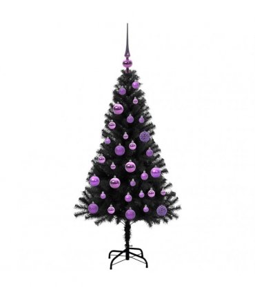 vidaXL Christmas Tree with LED Light Black 120 cm PVC and Steel