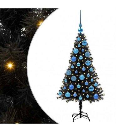 vidaXL Christmas Tree with LED Light Black 120 cm PVC and Steel