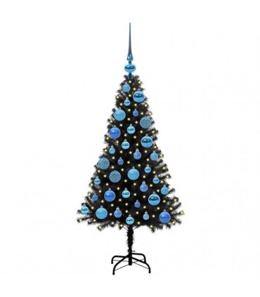 vidaXL Christmas Tree with LED Light Black 120 cm PVC and Steel