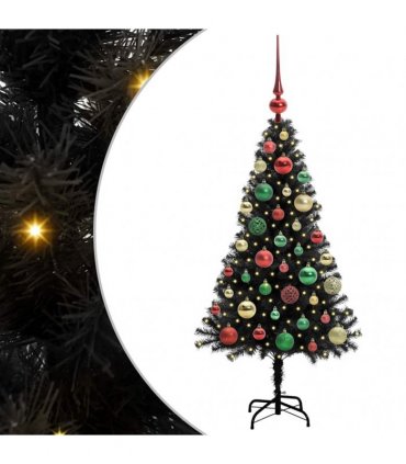 vidaXL Christmas Tree with LED Light Black 120 cm PVC and Steel