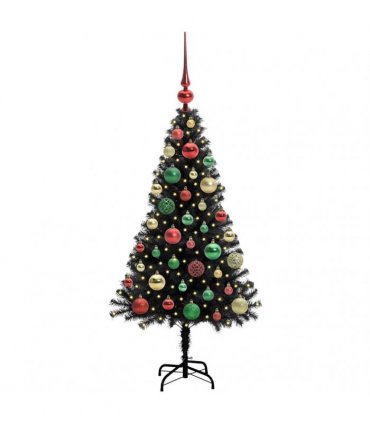 vidaXL Christmas Tree with LED Light Black 120 cm PVC and Steel