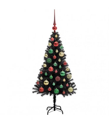 vidaXL Christmas Tree with LED Light Black 120 cm PVC and Steel
